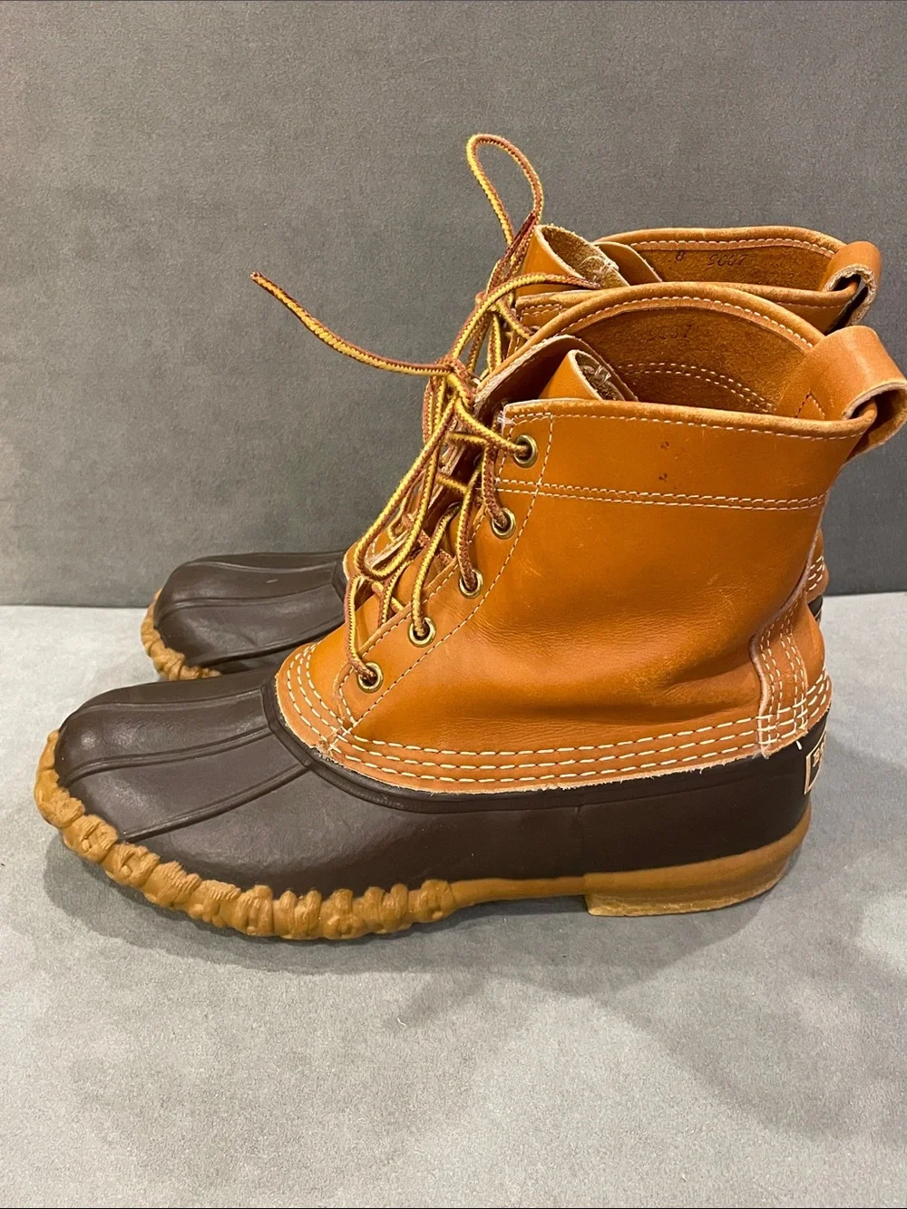 Vintage LL Bean Duck Boots Sz 8 Dark Brown Leather Waterproof Made in USA 1980’s